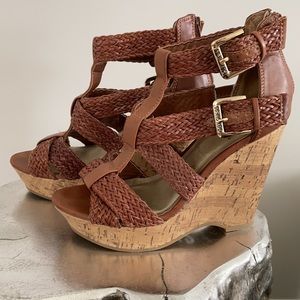 G by Guess brown wedge heels size 6